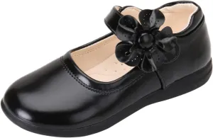 Little Kid Girl's Flower School Uniform Dress Shoes Ballet Flats Ballerina Flat Strap Shoes for Wedding Party 3-13 Years