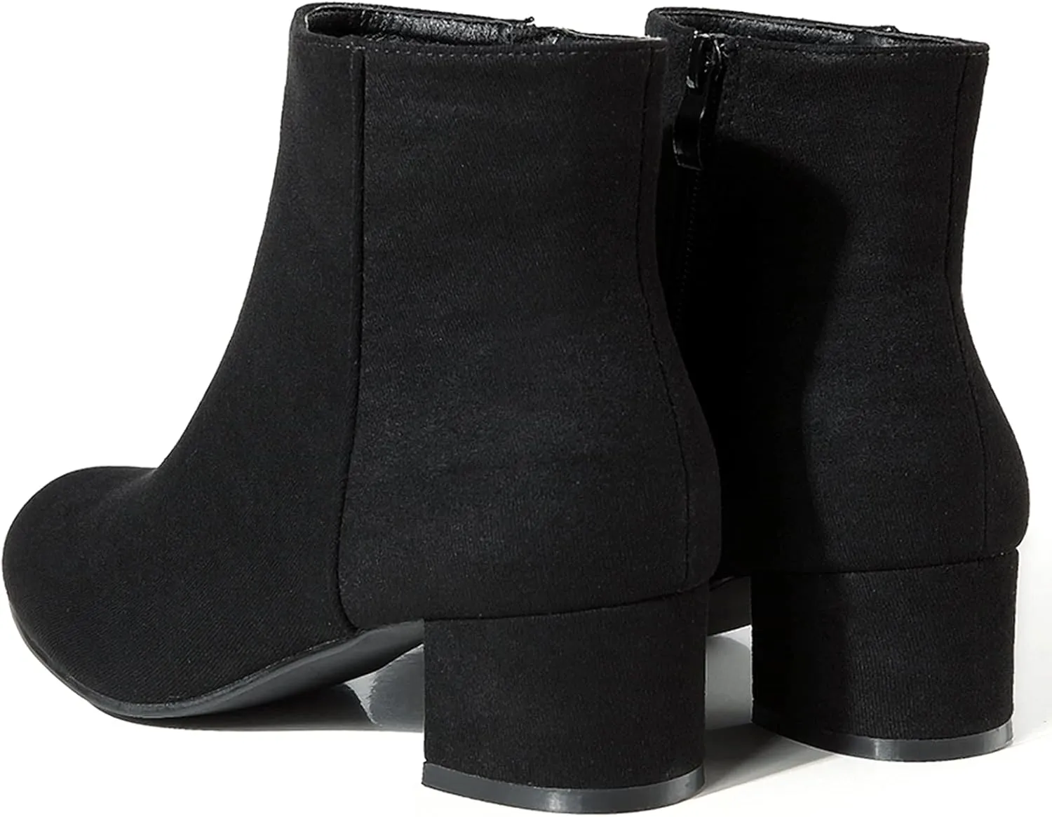 LIURUIJIA Women's Suede Ankle Boots Low Heel Leather Booties Side Zippers Round Toe Short Boots