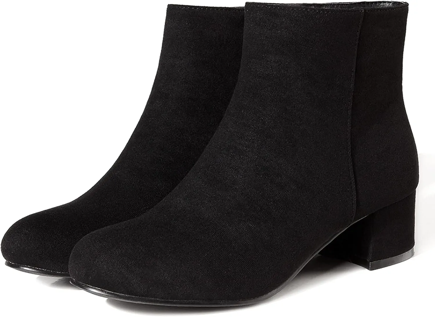 LIURUIJIA Women's Suede Ankle Boots Low Heel Leather Booties Side Zippers Round Toe Short Boots