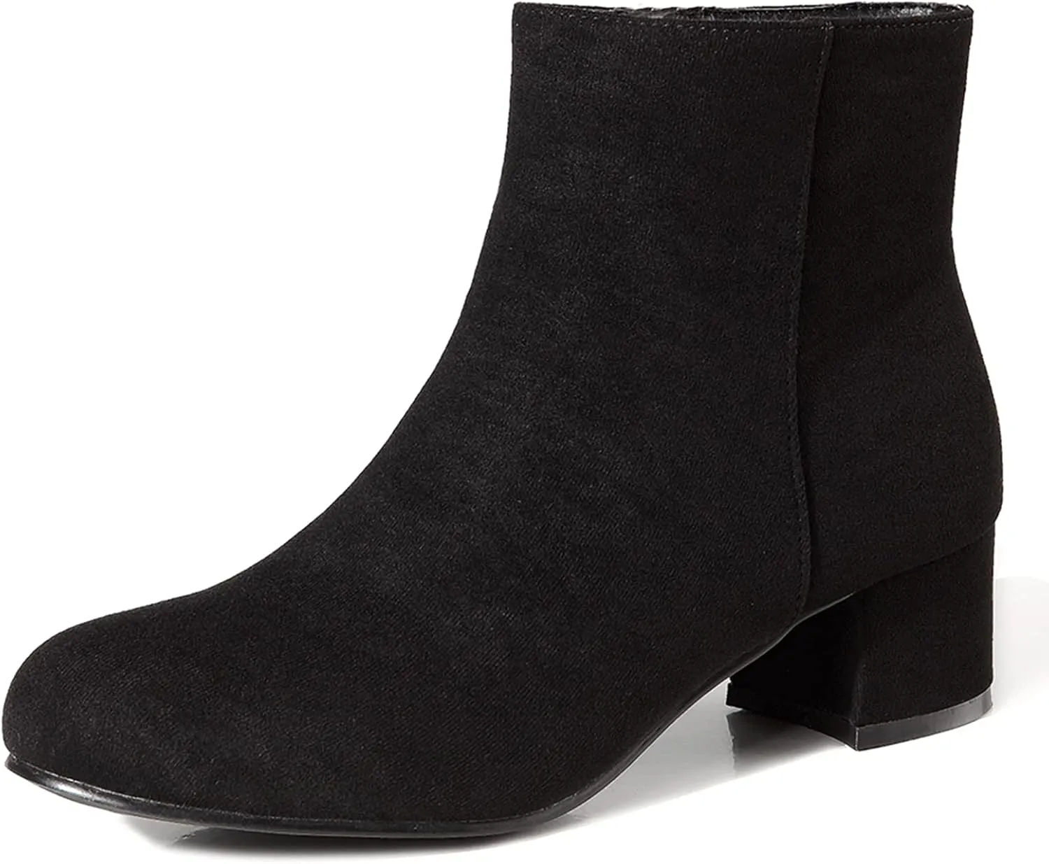 LIURUIJIA Women's Suede Ankle Boots Low Heel Leather Booties Side Zippers Round Toe Short Boots