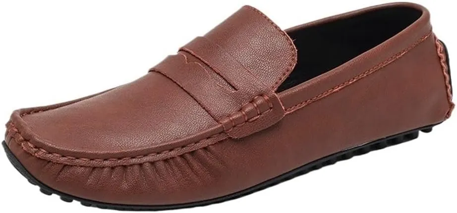 Loafers for Mens Vegan Leather Outdoor Driving Loafers Solid Color Party Wedding Non Slip Classic Slip-on
