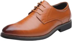 Men Fashion Tuxedo Shoes Classic Dress Pointed Toe Leather Lace Up Oxford Male Non Slip Driving