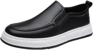 Men Vintage Shoes Faux Leather Prom Classic Solid Color Non Slip Rubber Sole Low Top Shoe Slip-on