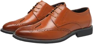Men's Breathable Lace-Up Leather Casual Dress Shoes Classic Versatile Formal Oxfords Comfortable Footwear for Everyday Wear