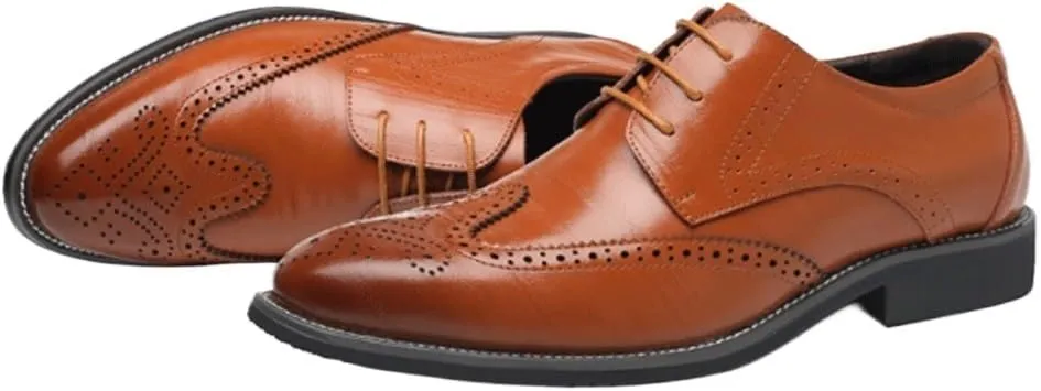 Men's Breathable Lace-Up Leather Casual Dress Shoes Classic Versatile Formal Oxfords Comfortable Footwear for Everyday Wear