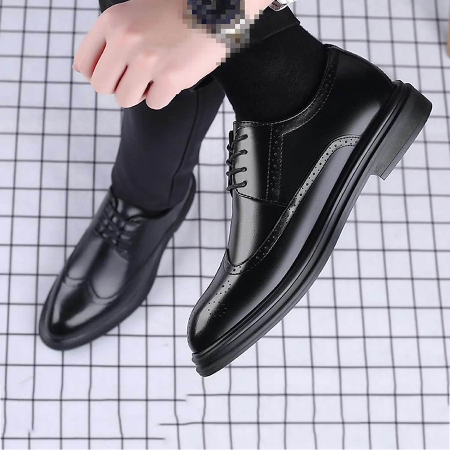 Mens Brogues Classic Oxfords Dress Shoes Formal Business Derby Lace Up Shoes for Evening Party Uniform