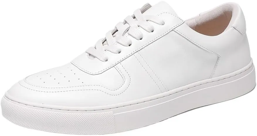 Men's Casual Shoes Fashion Plain Toe Lace up Low Top Formal Business Office Derby Shoes Daily Non-Slip Soft Sole Shoes(White,6.5)