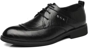 Men's Classic Business Lace Up Dress Shoes Men Casual Wedding Faux Patent Derby Shoes