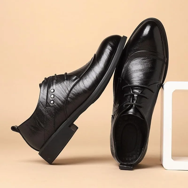 Men's Classic Business Lace Up Dress Shoes Men Casual Wedding Faux Patent Derby Shoes