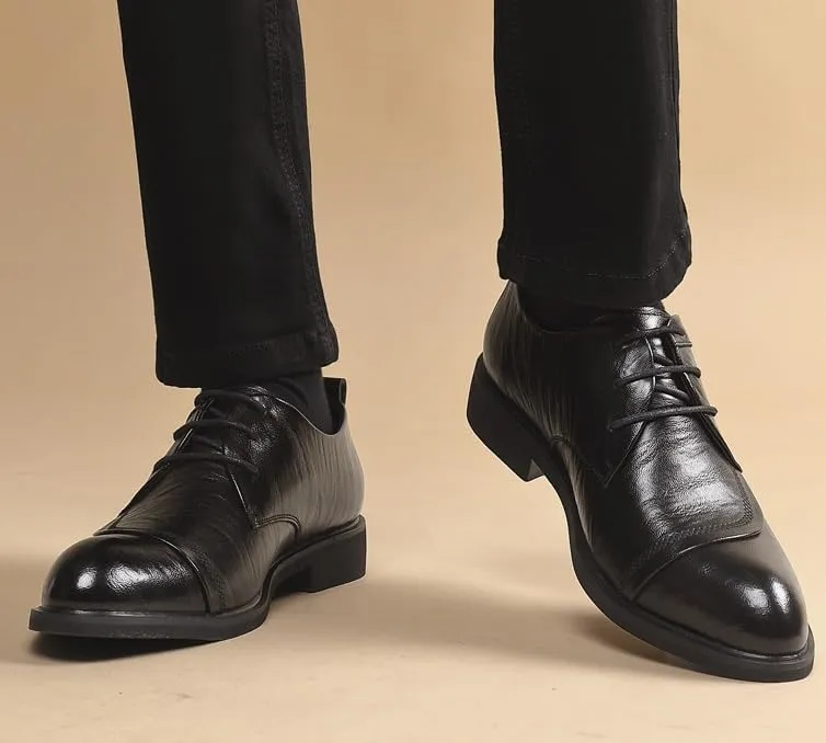 Men's Classic Business Lace Up Dress Shoes Men Casual Wedding Faux Patent Derby Shoes