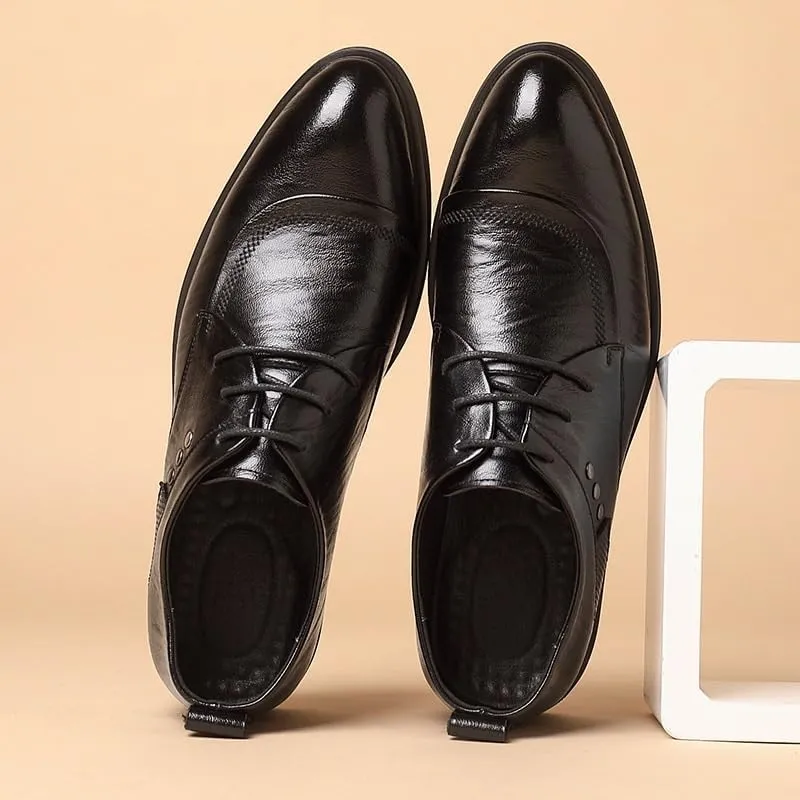 Men's Classic Business Lace Up Dress Shoes Men Casual Wedding Faux Patent Derby Shoes