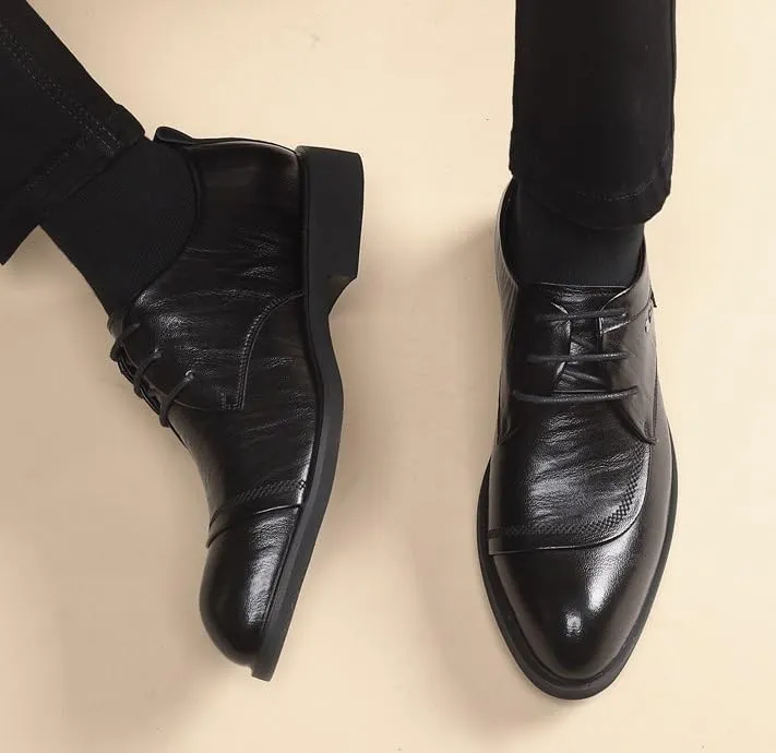 Men's Classic Business Lace Up Dress Shoes Men Casual Wedding Faux Patent Derby Shoes