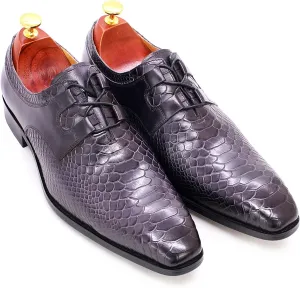 Men's Classic Oxfords Formal Dress Shoes Brogues Derbys Breathable Leather Lace-ups,Grey-40