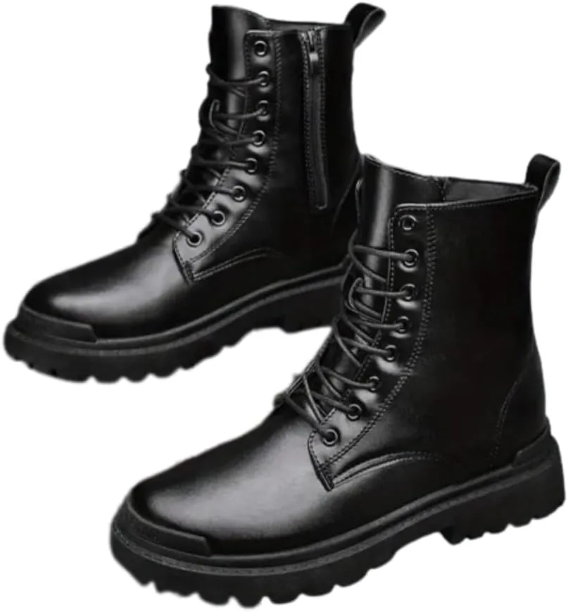 Men's Combat Boots, Casual Lace-up Walking Shoes, Preppy Style Army Boots