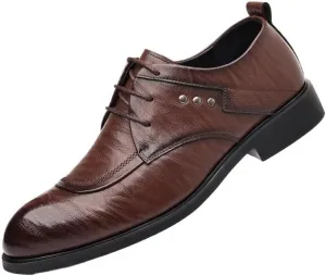 Mens Derby Shoes Genuine Leather Fashion Breathable Prom Business Wedding Dress Shoes Classic Lace-up Classic Low Top Leather Dress Shoes(7)