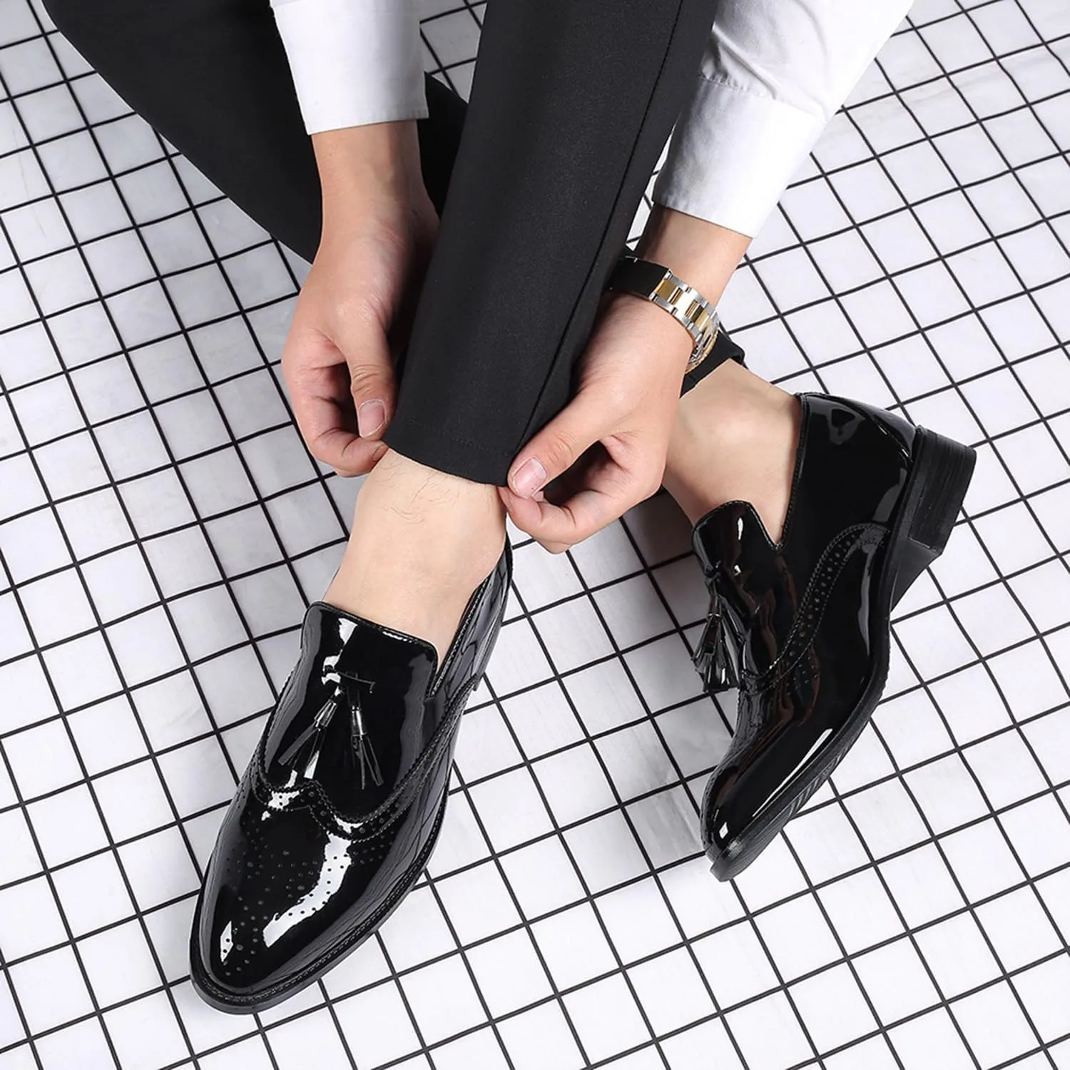 Mens Dress Loafers Classic Oxfords Party Wedding Business Derbys Formal Tuxedo Suit Shoes with Tassels