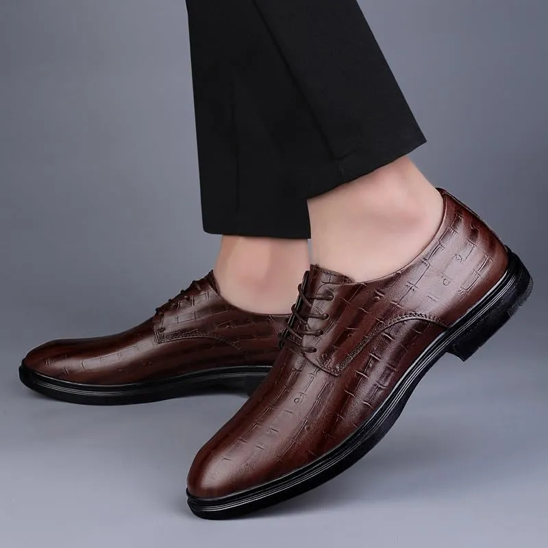Men's Dress Shoes Casual Business Formal Oxford Shoes Breathable Leather Wingtip Brogue for Men