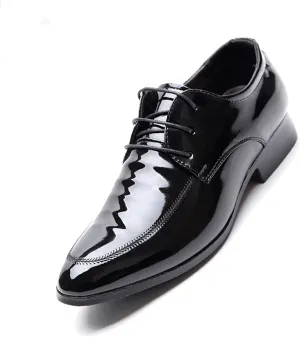 Men's Dress Shoes Casual Oxford Lace-up Shoes Office Business Formal Shoes Fashion Patent Leather Shoes