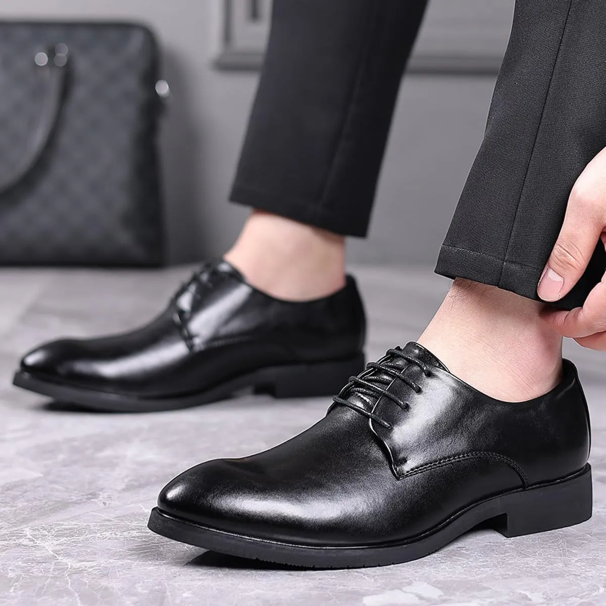 Men's Dress Shoes Classic Oxfords Comfortable Formal Business Lace Up Derby Shoes for Men
