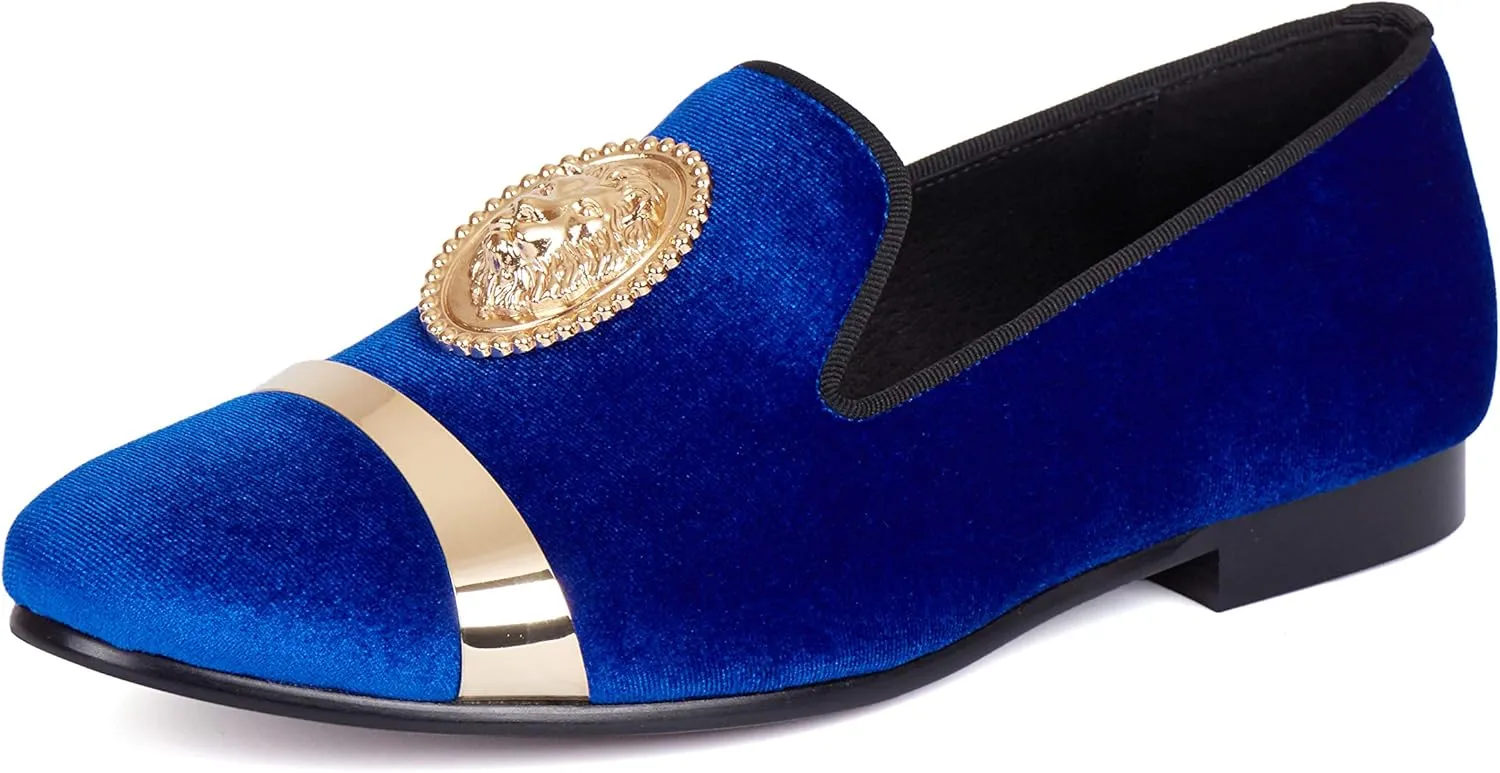 Mens Dress Shoes for Wedding Slip On Formal Velvet Loafers