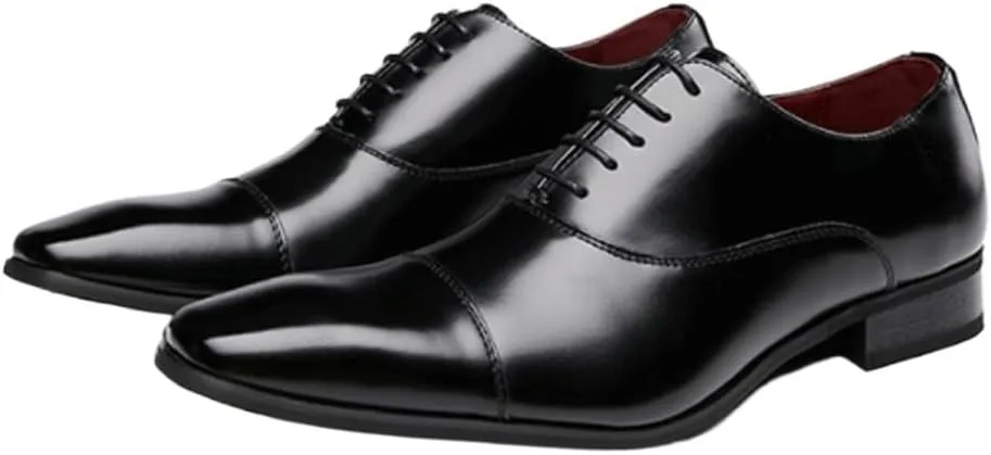 Men's Dress Shoes, Leather Oxford Formal Shoes, Breathable Lace-Up Shoes for Business, Wedding & Work, Modern Fashion Formal Footwear for Special Occasions