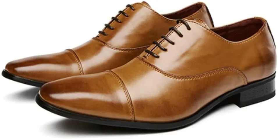 Men's Dress Shoes, Leather Oxford Formal Shoes, Breathable Lace-Up Shoes for Business, Wedding & Work, Modern Fashion Formal Footwear for Special Occasions