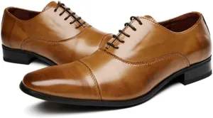 Men's Dress Shoes, Leather Oxford Formal Shoes, Breathable Lace-Up Shoes for Business, Wedding & Work, Modern Fashion Formal Footwear for Special Occasions