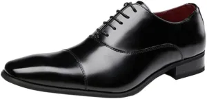 Men's Dress Shoes, Leather Oxford Formal Shoes, Breathable Lace-Up Shoes for Business, Wedding & Work, Modern Fashion Formal Footwear for Special Occasions