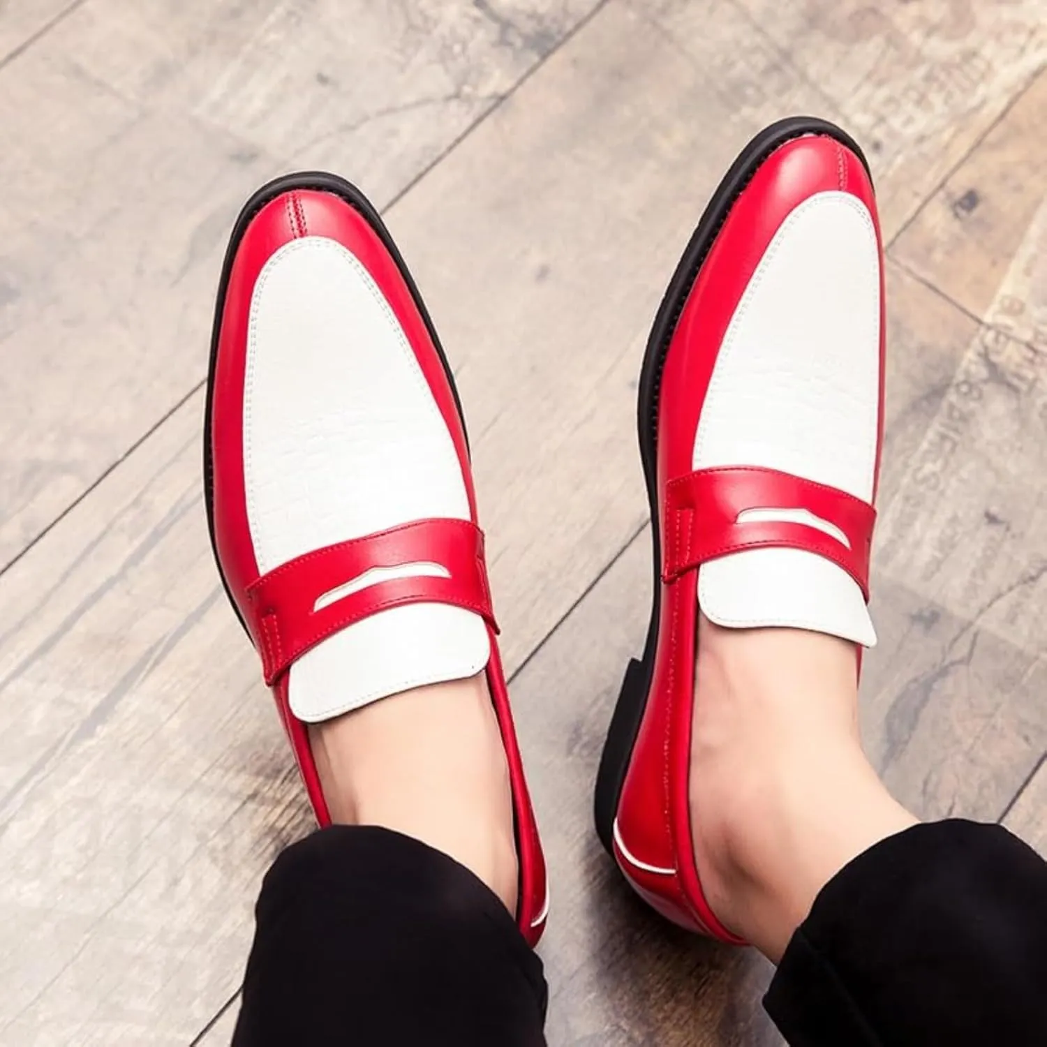 Men's Dress Shoes Oxfords Slip On Shoes, Leather Formal Business Oxford Shoes Fashion Breathable Prom Business Wedding Dress Shoes