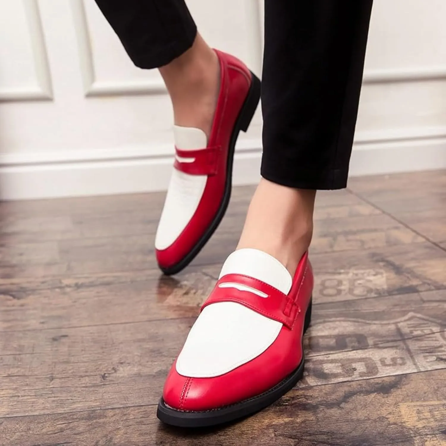 Men's Dress Shoes Oxfords Slip On Shoes, Leather Formal Business Oxford Shoes Fashion Breathable Prom Business Wedding Dress Shoes