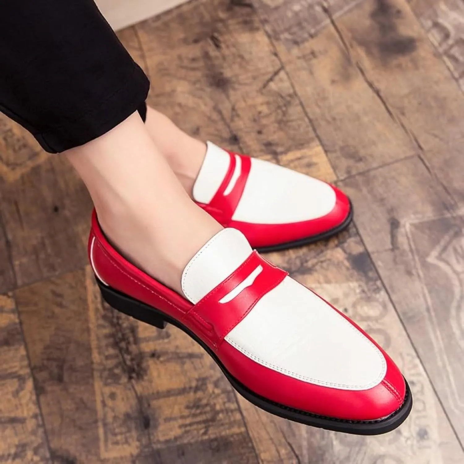Men's Dress Shoes Oxfords Slip On Shoes, Leather Formal Business Oxford Shoes Fashion Breathable Prom Business Wedding Dress Shoes
