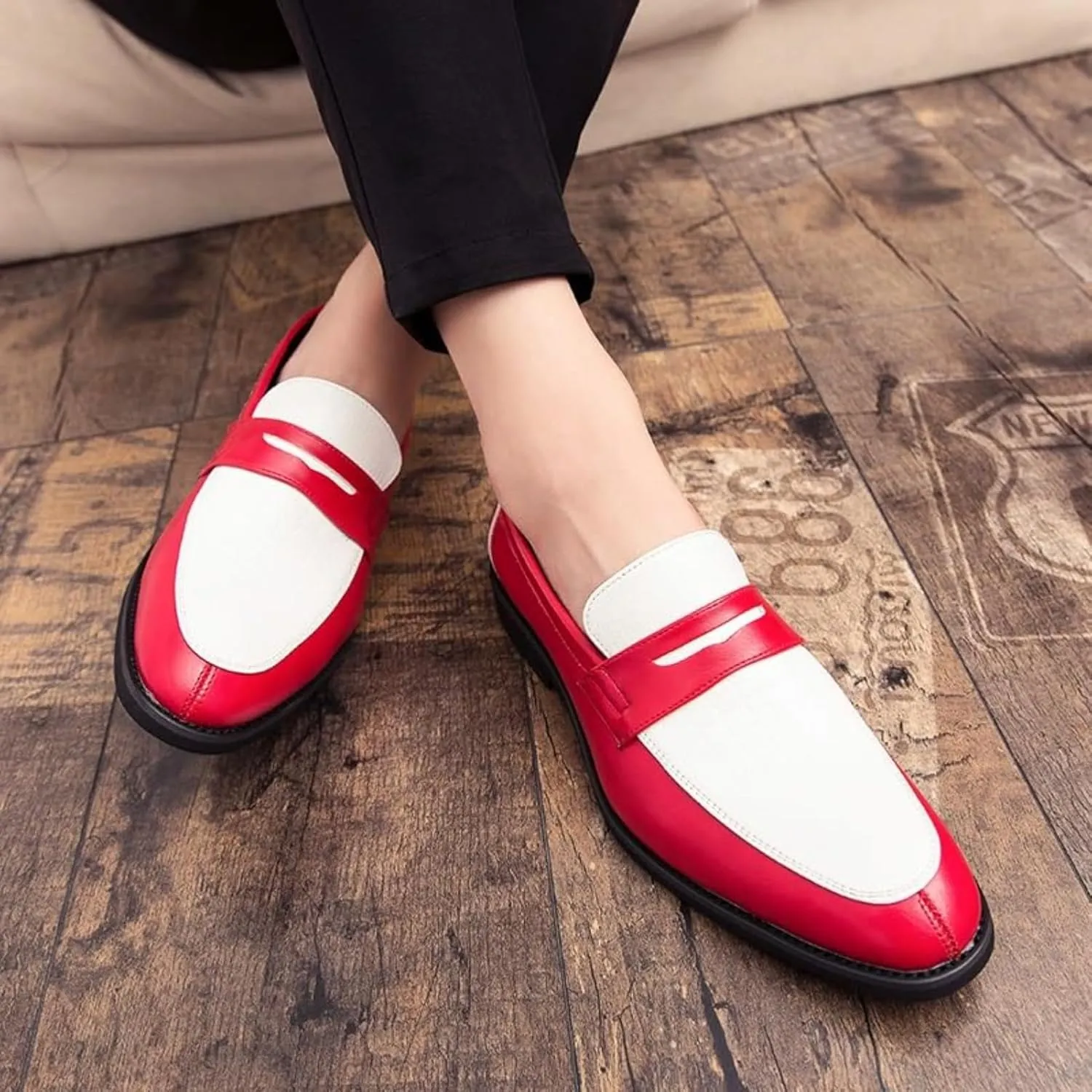 Men's Dress Shoes Oxfords Slip On Shoes, Leather Formal Business Oxford Shoes Fashion Breathable Prom Business Wedding Dress Shoes