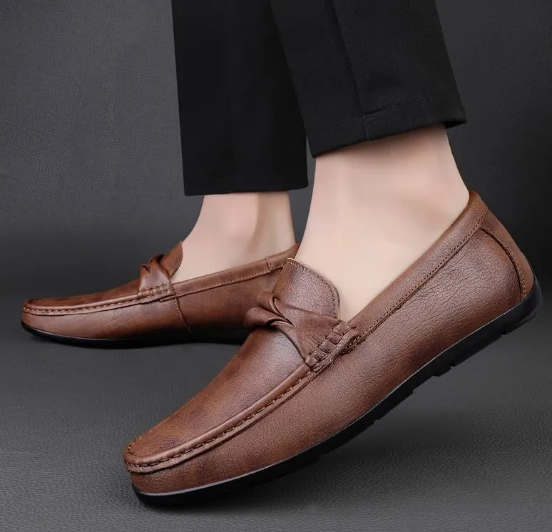 Men's Fashion Classic Round-Toe Slip-On Low Top Leather Dress Shoes Comfortable Formal Sneaker Oxfords Shoes for Men