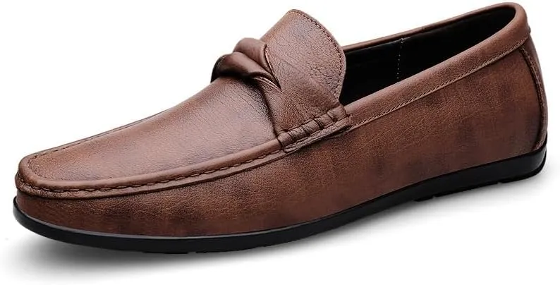 Men's Fashion Classic Round-Toe Slip-On Low Top Leather Dress Shoes Comfortable Formal Sneaker Oxfords Shoes for Men
