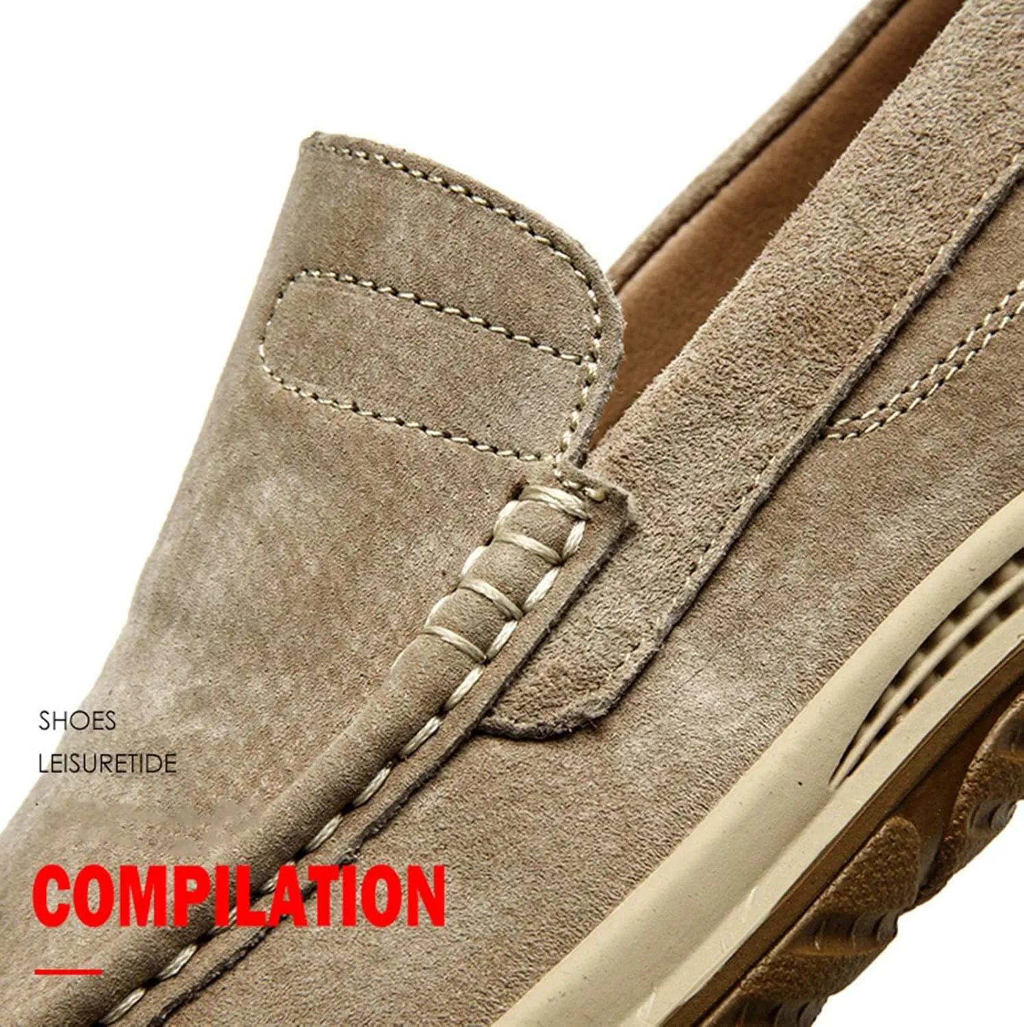 Men's Fashion Vintage Suede Soft Driving Loafers Casual Comfort Slip Resistant Leather Penny Loafers Boat Shoes