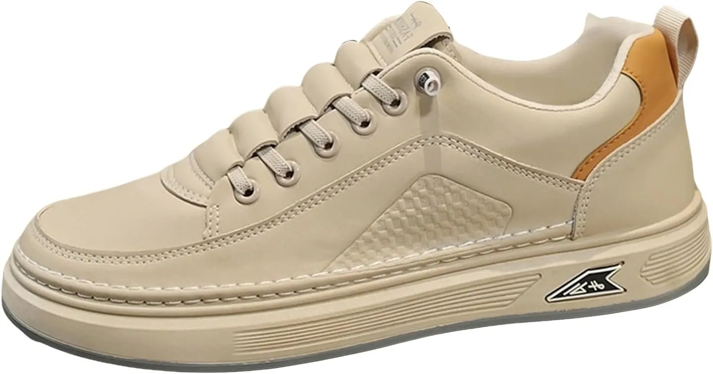 Mens Flat Sneakers Solid Color Lace-up Casual Breathable Soft Walking Running Shoes Comfortable Tennis Shoes Non Slip Summer Spring Mens Sneakers