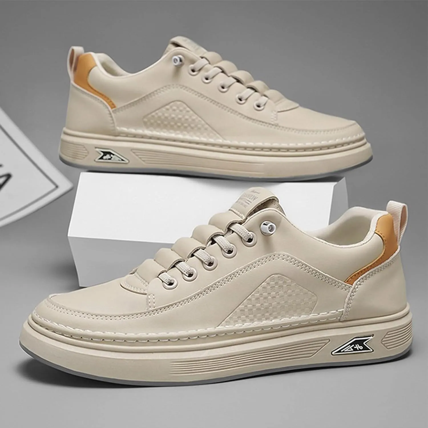 Mens Flat Sneakers Solid Color Lace-up Casual Breathable Soft Walking Running Shoes Comfortable Tennis Shoes Non Slip Summer Spring Mens Sneakers