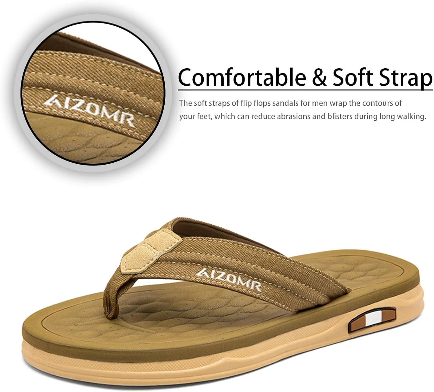Men's Flip Flop Beach Thongs Sandals Durable Comfort Slippers Quick-Dry Flip-Flop Slides Indoor and Outdoor Comfort Ultra Soft Footbed