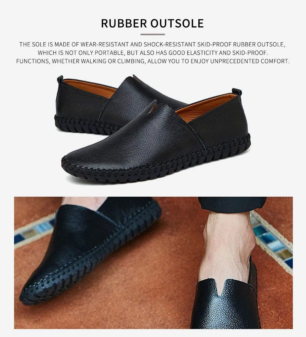 Men's Genuine Leather Loafer Shoes Slip On Soft Walking Driving Shoes