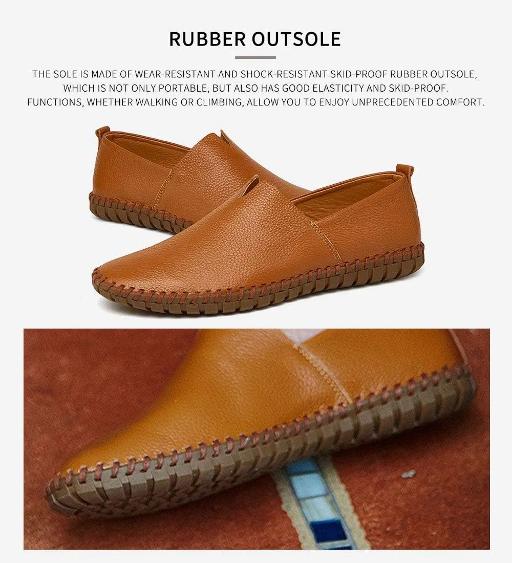 Men's Genuine Leather Loafer Shoes Slip On Soft Walking Driving Shoes