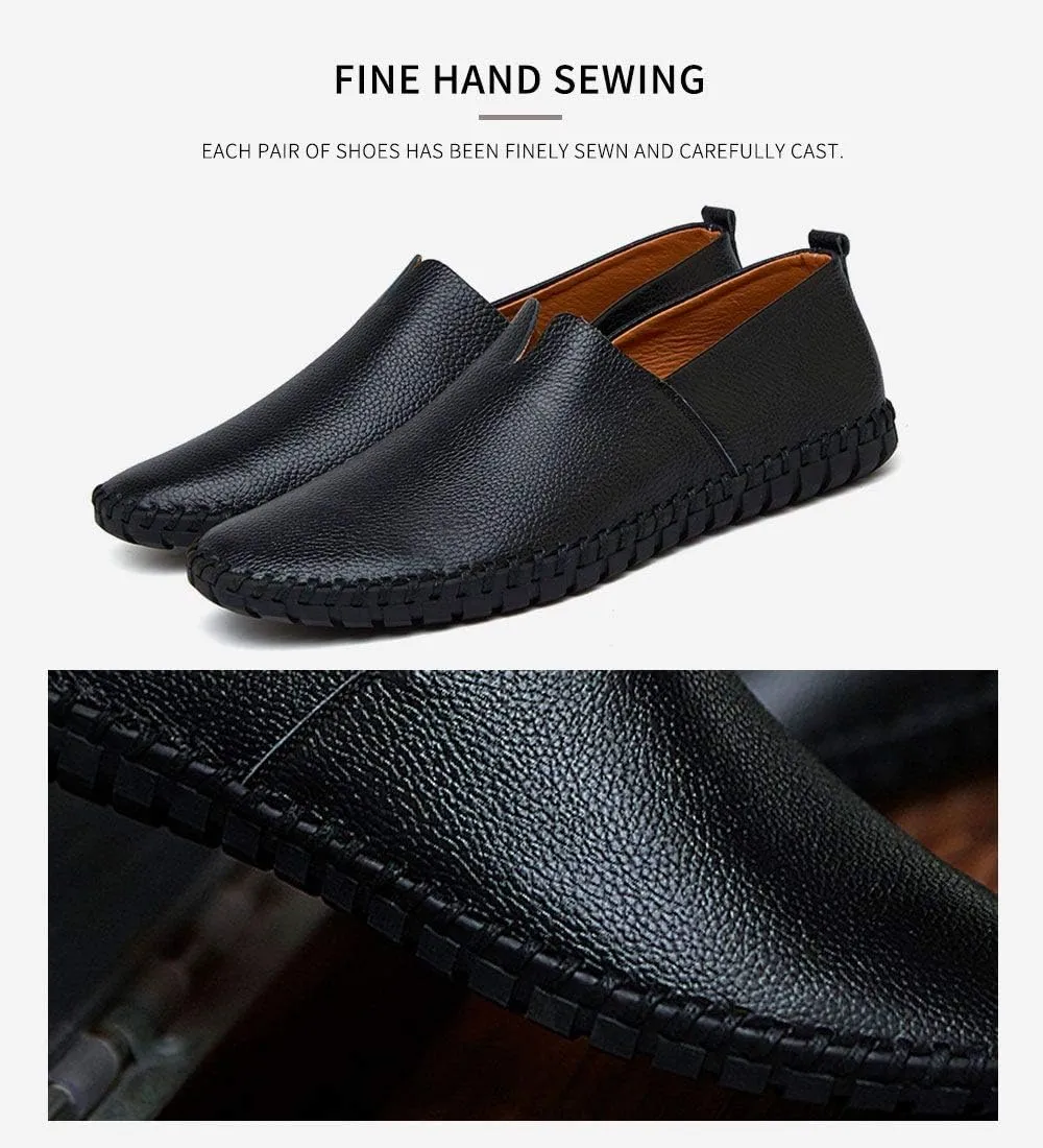 Men's Genuine Leather Loafer Shoes Slip On Soft Walking Driving Shoes