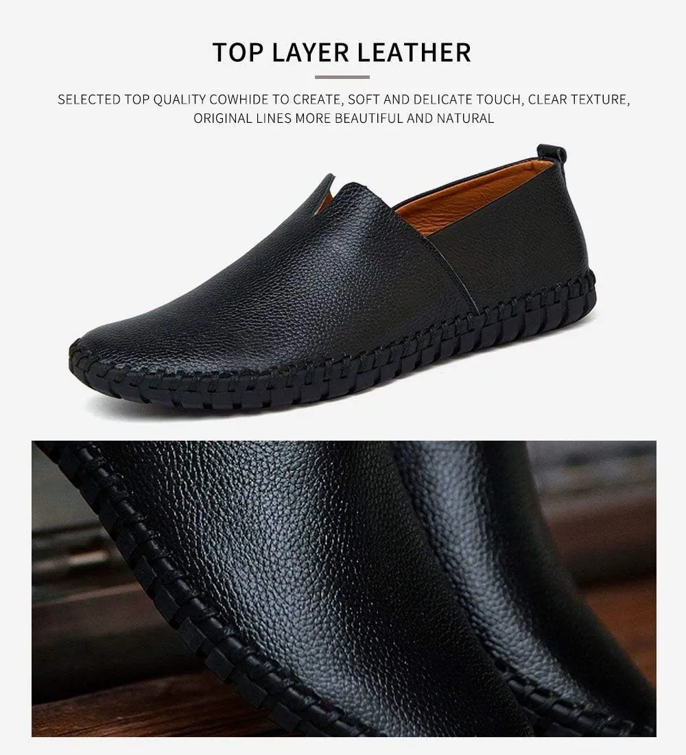 Men's Genuine Leather Loafer Shoes Slip On Soft Walking Driving Shoes