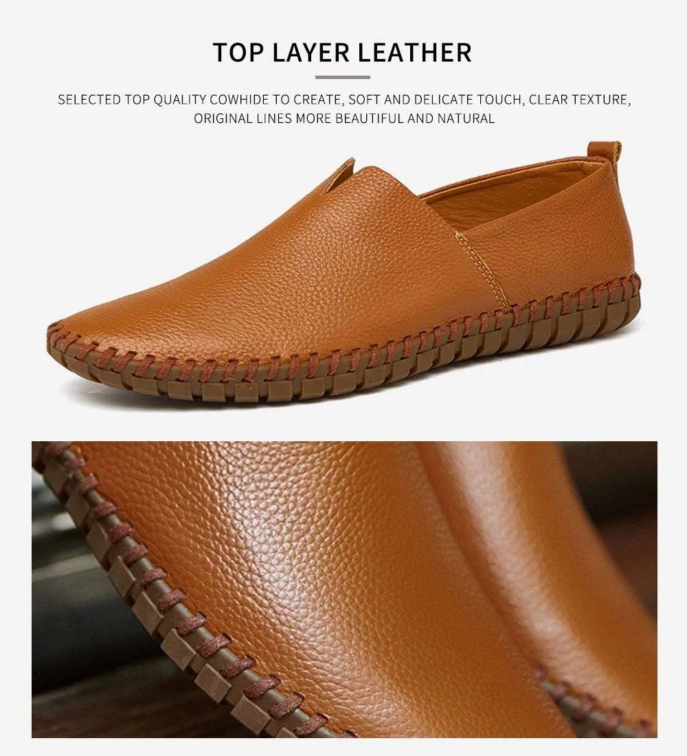 Men's Genuine Leather Loafer Shoes Slip On Soft Walking Driving Shoes