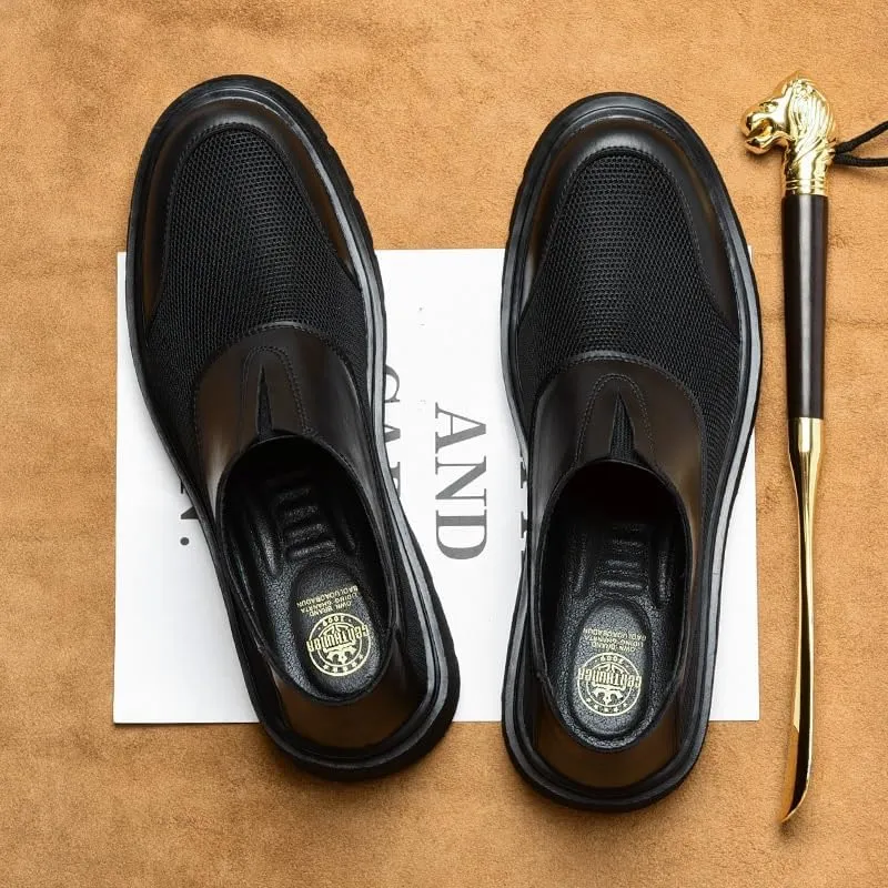 Men's Genuine Leather Penny Loafers Classic Stitching Detail Slip-On Dress Shoes for Business Attire & Formal Occasions
