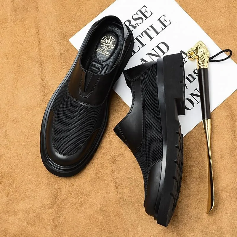Men's Genuine Leather Penny Loafers Classic Stitching Detail Slip-On Dress Shoes for Business Attire & Formal Occasions