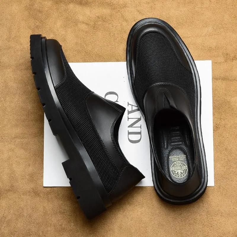 Men's Genuine Leather Penny Loafers Classic Stitching Detail Slip-On Dress Shoes for Business Attire & Formal Occasions
