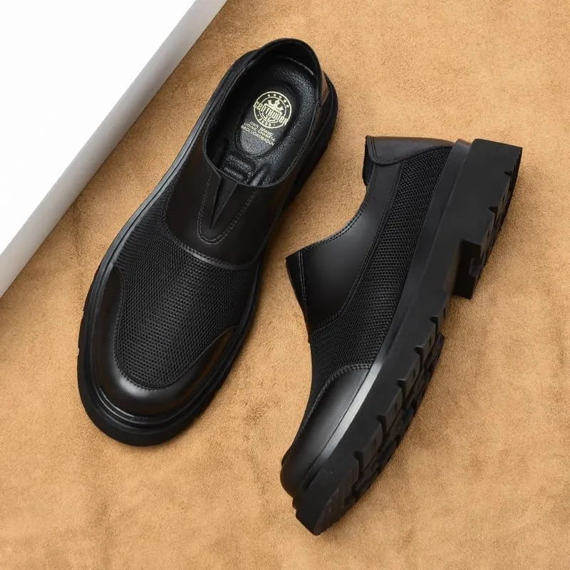 Men's Genuine Leather Penny Loafers Classic Stitching Detail Slip-On Dress Shoes for Business Attire & Formal Occasions