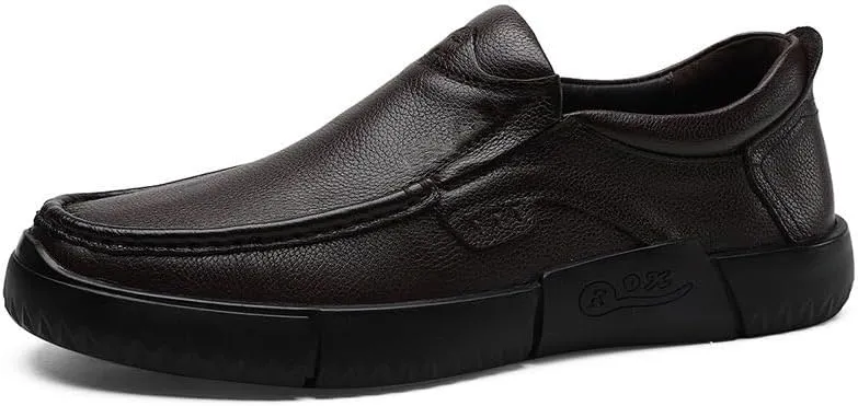 Men's Genuine Leather Platform Slip-On Oxfords Modern Business Casual Comfort Mens Formal Dress Shoes