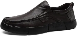 Men's Genuine Leather Platform Slip-On Oxfords Modern Business Casual Comfort Mens Formal Dress Shoes