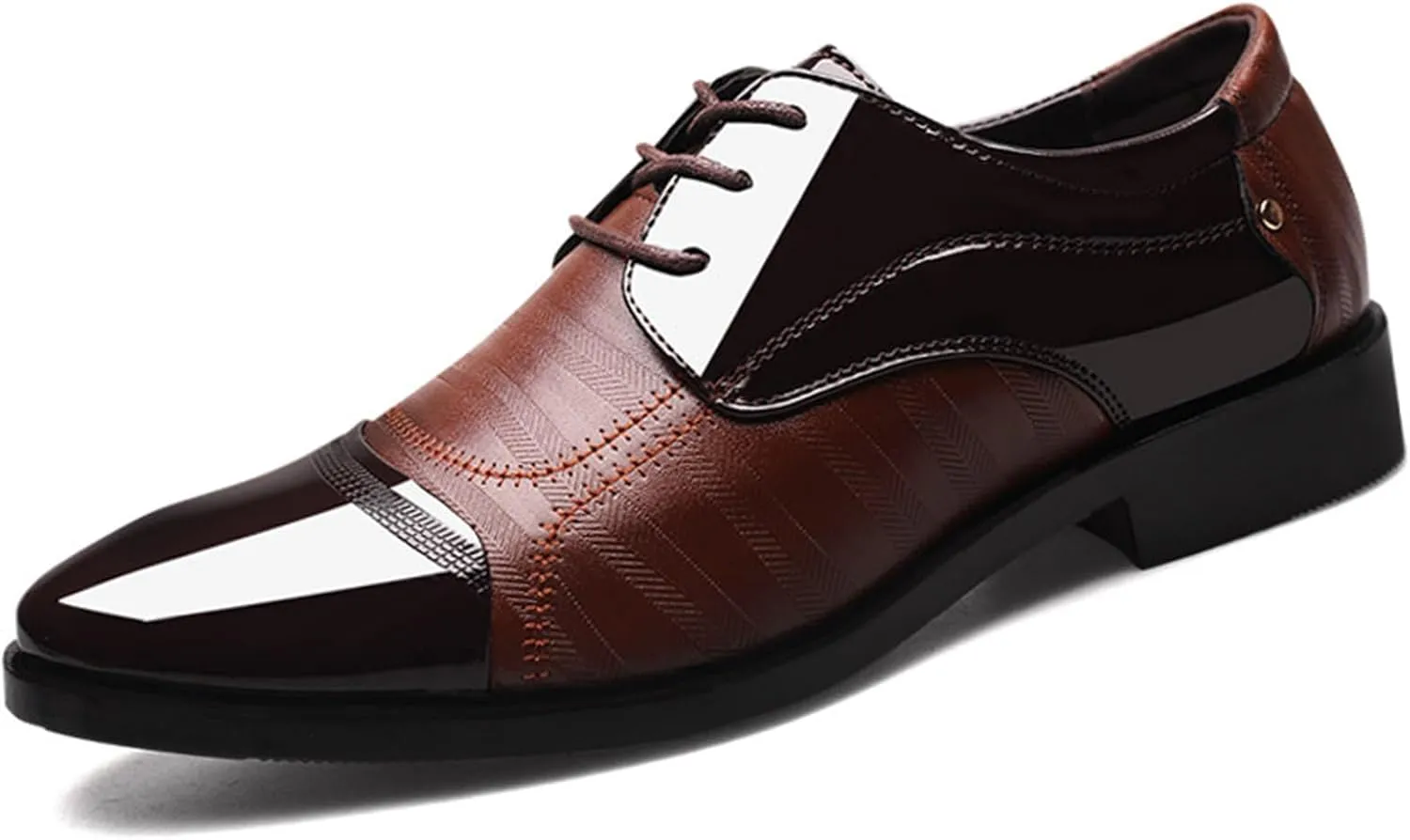 Men's Lace Up Dress Shoes Oxfords Classic Formal Patent Leather Tuxedo Shoes Business Wedding Derby Shoes